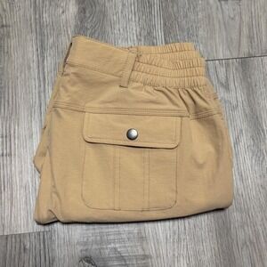 Santiny Mens Tan Cargo Shorts Adjustable Waistband Utility Pockets Size L